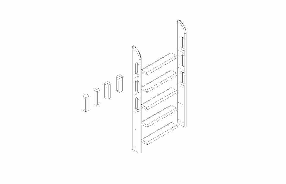 Пакет № 10 Прямая лестница и опоры для двухъярусной кровати (арт.1920)