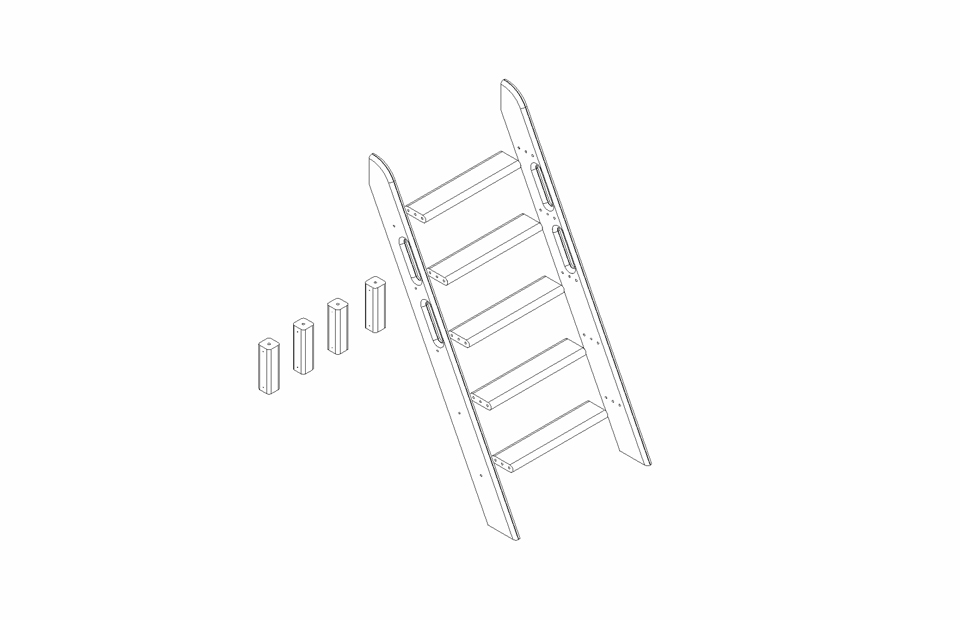 Пакет № 11 Наклонная лестница и опоры для двухъярусной кровати (арт.1921)